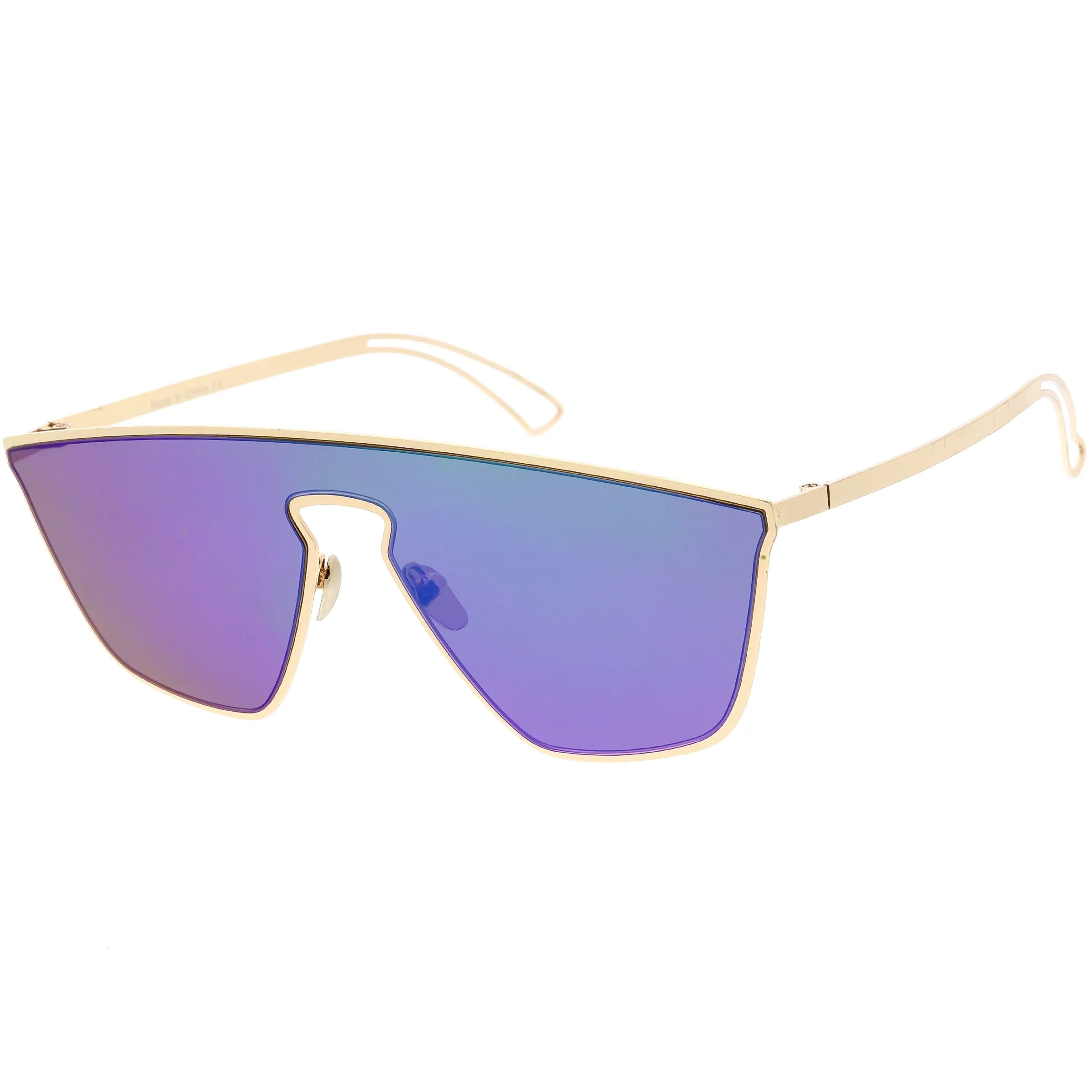 Disco Retro Modern Mirrored Flat Lens Metal Sunglasses C870