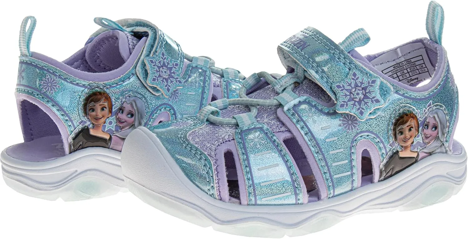 Disney Girls Frozen LED Light Up Sandal - Outdoor Slipon Quick Dry Waterproof Shoe - (Toddler/Little Kid)