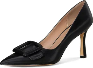 Divanne Pumps Shoes, Women's Stiletto High Heels Buckle Suede Pumps Pointy Toe Slip-On Office Pumps for Party Dress