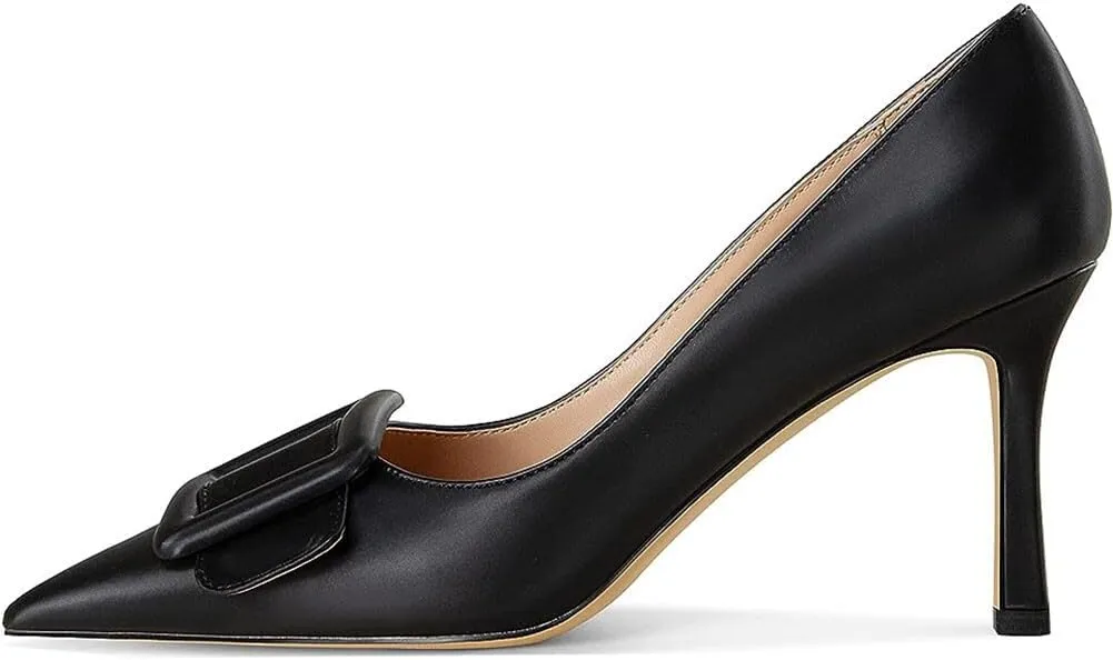 Divanne Pumps Shoes, Women's Stiletto High Heels Buckle Suede Pumps Pointy Toe Slip-On Office Pumps for Party Dress