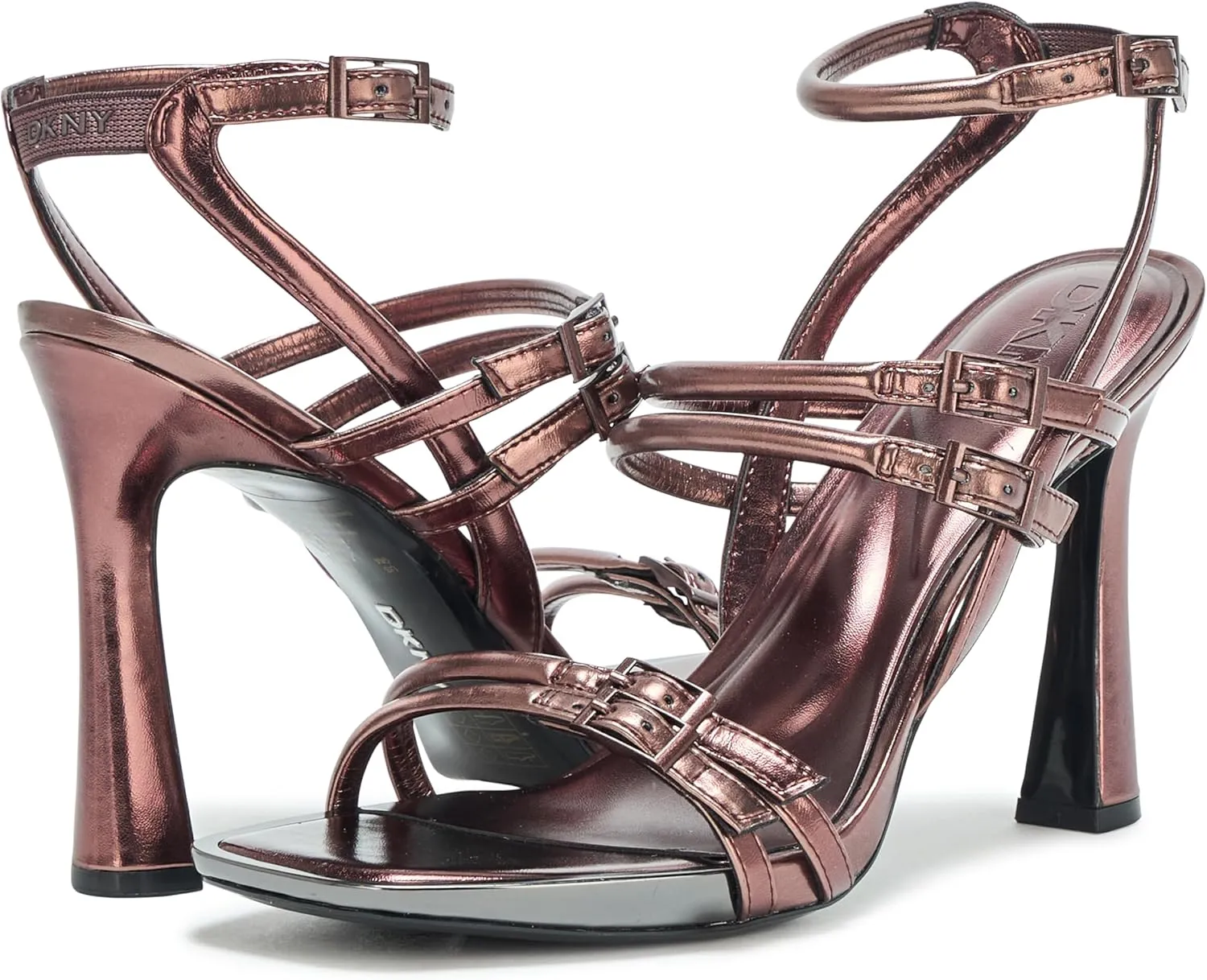 DKNY Women's Cyril Evening Double Belt Strap Heeled Pump Sandal