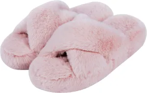 DL Fluffy Womens House Slippers Cross Band Open Toe, Soft Plush Fleece Bedroom Slippers Women Memory Foam, Comfy Fuzzy Slip On Non-Slip Womens Slippers Indoor Leopard Size