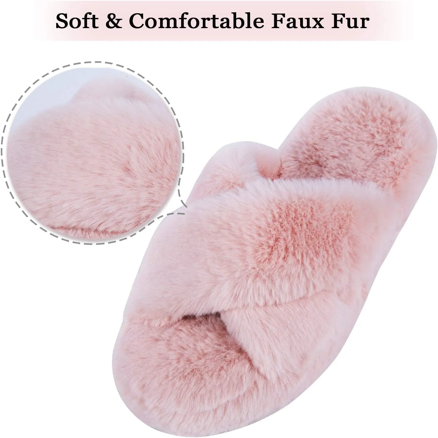 DL Fluffy Womens House Slippers Cross Band Open Toe, Soft Plush Fleece Bedroom Slippers Women Memory Foam, Comfy Fuzzy Slip On Non-Slip Womens Slippers Indoor Leopard Size