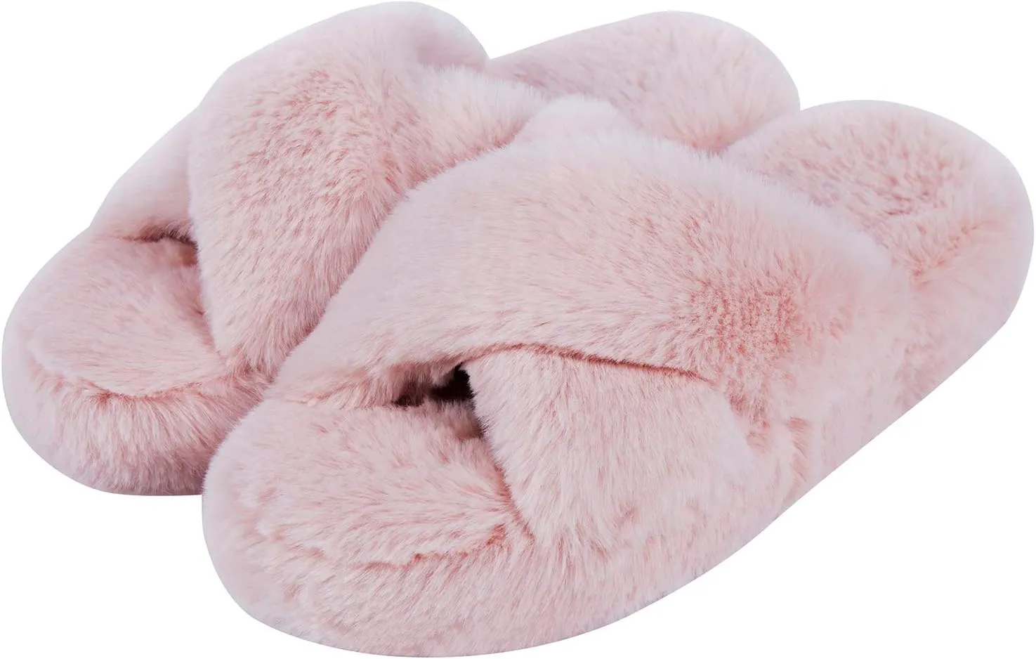 DL Fluffy Womens House Slippers Cross Band Open Toe, Soft Plush Fleece Bedroom Slippers Women Memory Foam, Comfy Fuzzy Slip On Non-Slip Womens Slippers Indoor Leopard Size