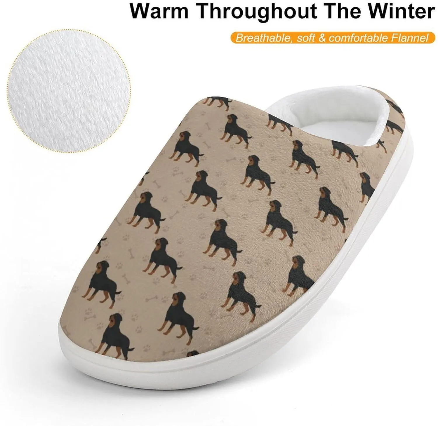 Dog Foot Prints Bones Boys Slippers House Shoes Indoor Comfy Fuzzy Plush Non Slip Slippers 18