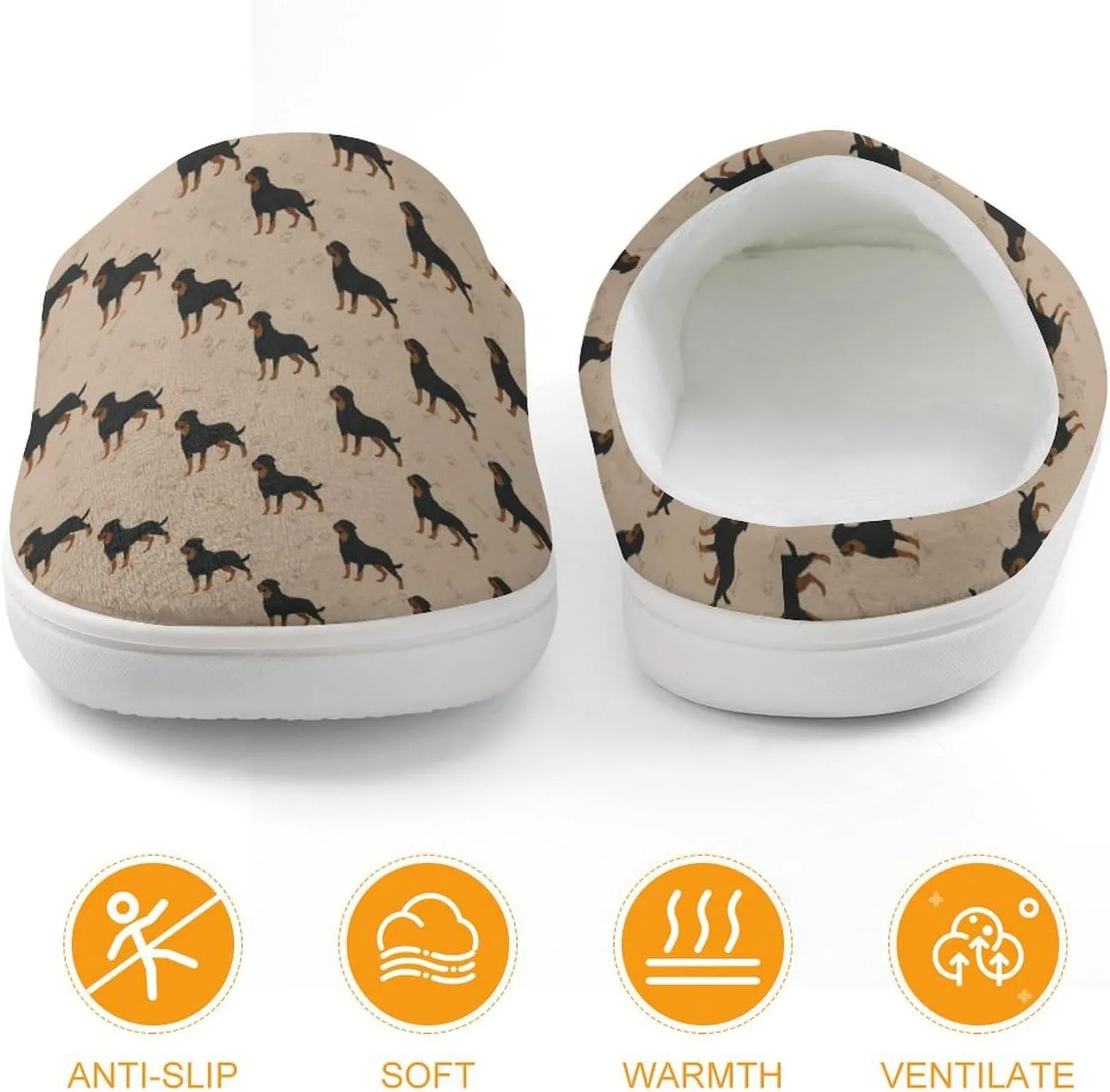 Dog Foot Prints Bones Boys Slippers House Shoes Indoor Comfy Fuzzy Plush Non Slip Slippers 18
