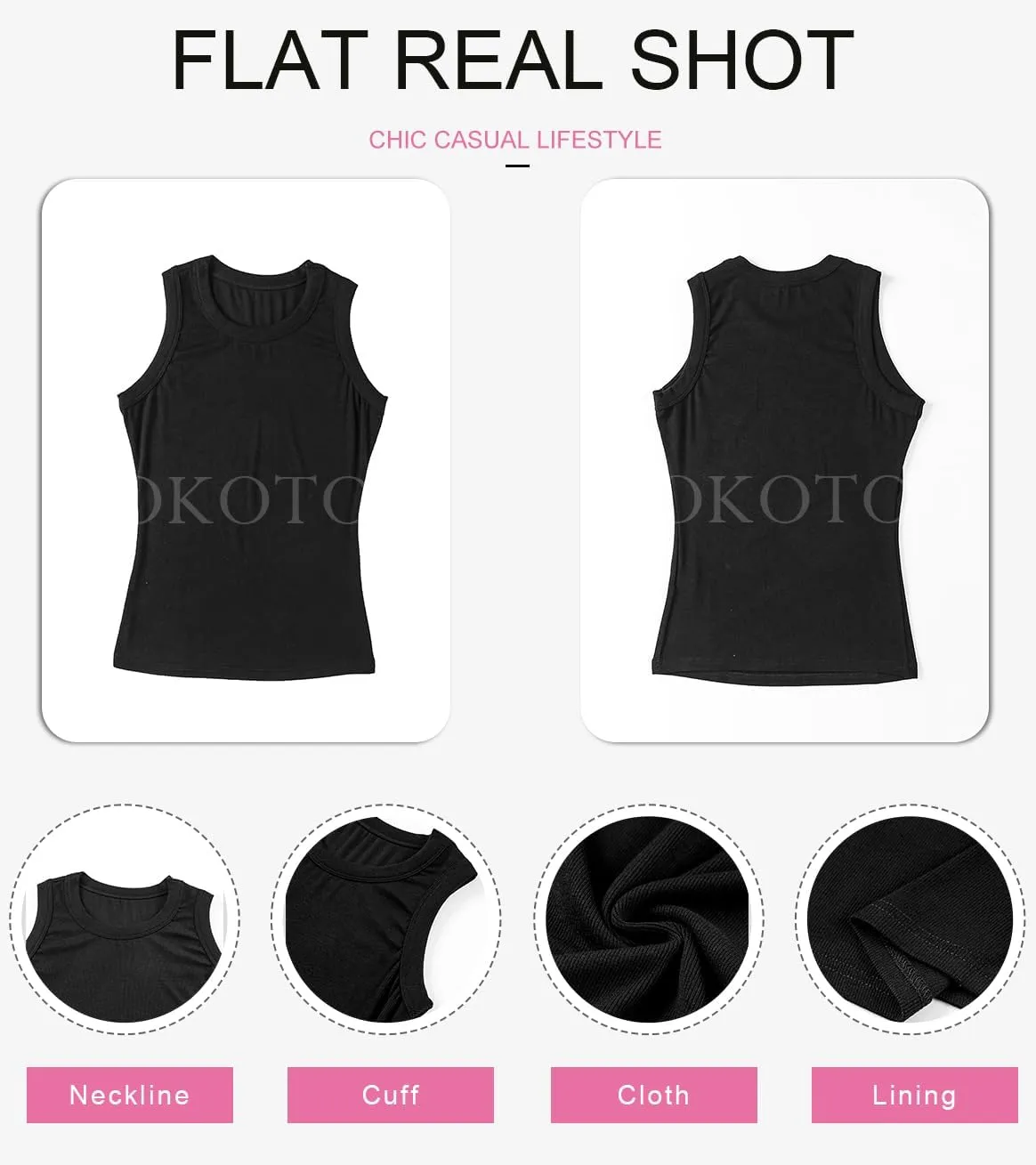 Dokotoo Womens Ladies Ribbed Thick Strap Racerback Tight Slim Fitted Sporty Workout Tank Tops
