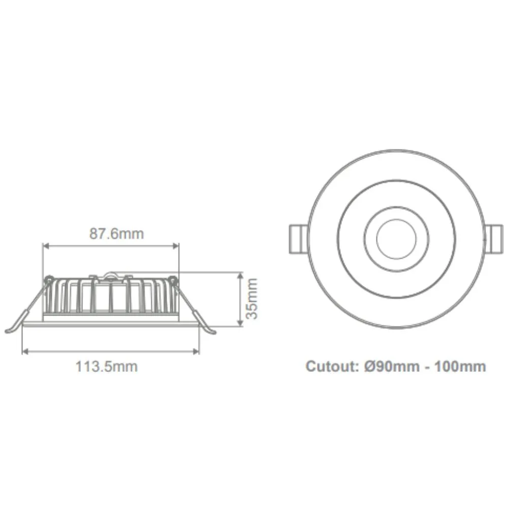 Domus SWAP-8-SLEEK - 8W LED Tri-Colour Dimmable Flat Sleek Trim LED Downlight