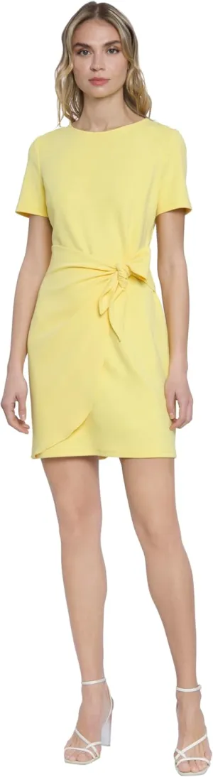 Donna Morgan Jewel Neck Short Sleeve Faux Wrap Versatile Womens Dresses