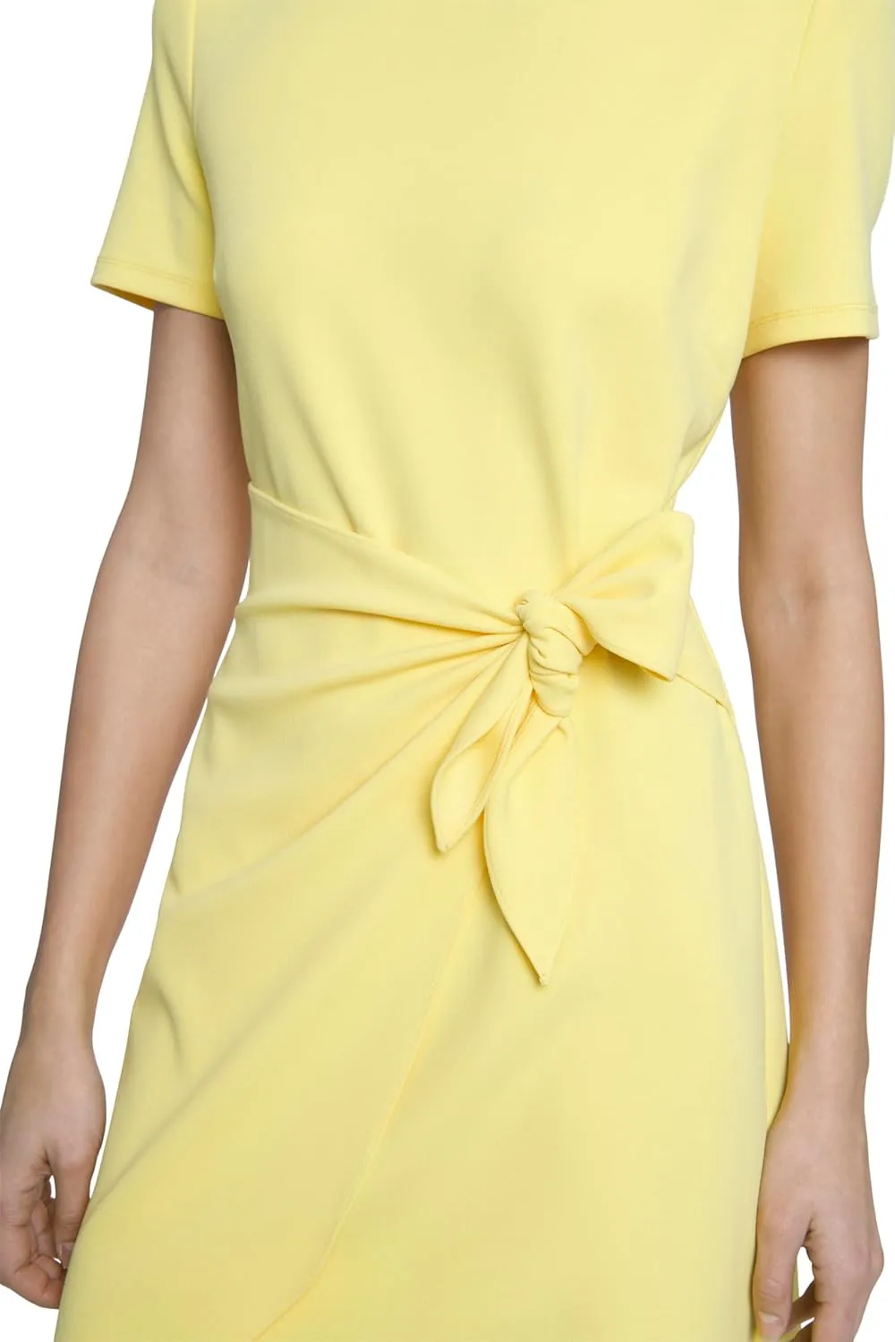 Donna Morgan Jewel Neck Short Sleeve Faux Wrap Versatile Womens Dresses