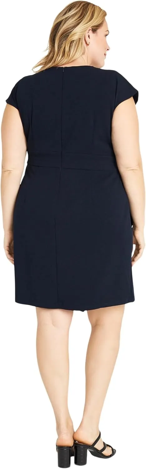 Donna Morgan Women's Sleek Faux Wrap Dress with Asymmetric Skirt Office Workwear Event Guest of