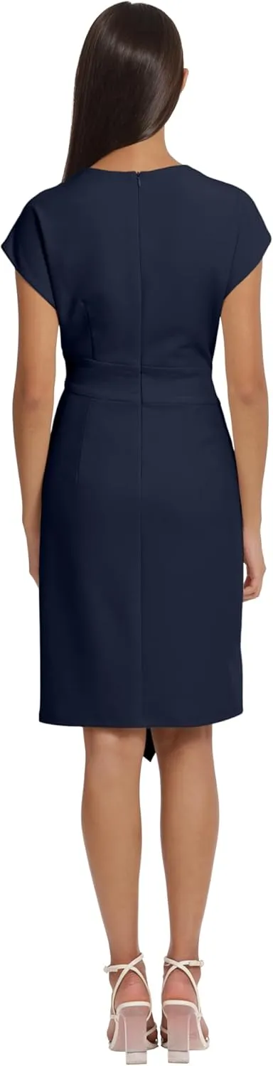 Donna Morgan Women's Sleek Faux Wrap Dress with Asymmetric Skirt Office Workwear Event Guest of