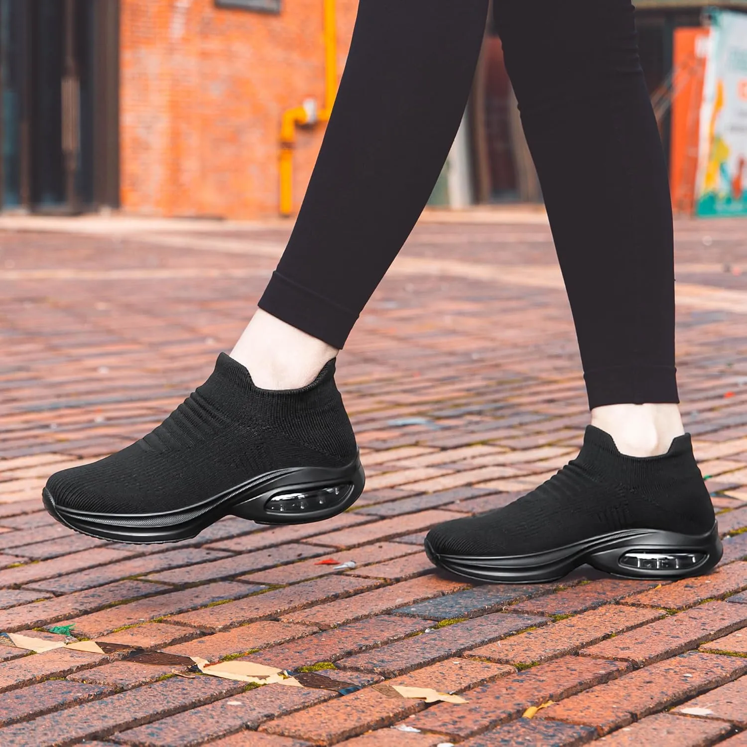DOUSSPRT Womens Walking Shoes Sock Casual Ladies Fashion Sneakers Comfortable Slip On Air Cushion Platform