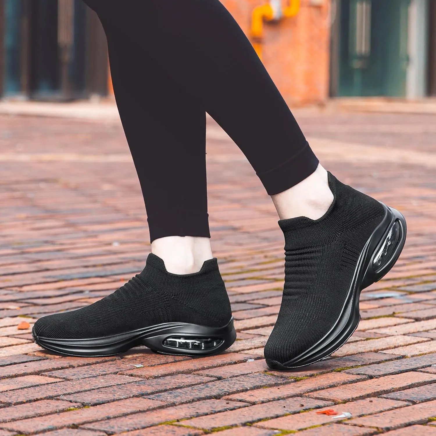 DOUSSPRT Womens Walking Shoes Sock Casual Ladies Fashion Sneakers Comfortable Slip On Air Cushion Platform