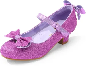 DREAM PAIRS Girls Dress Shoes Toddler Little Girls Heels Mary Jane Princess Shoes with Interchangeable Bow for Flower Girl Wedding Party