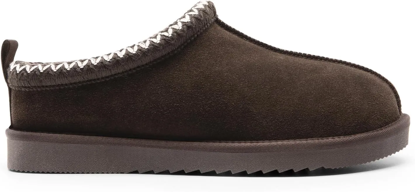 DREAM PAIRS Men's Fuzzy Cozy Slippers Genuine Suede Indoor Outdoor Home Comfy Winter Slip On Cute Warm Memory Foam Furry Shoes FuzzyEasy
