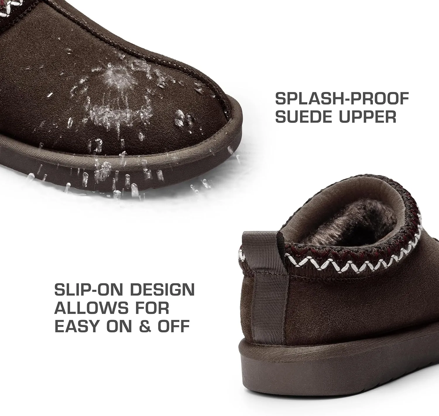 DREAM PAIRS Men's Fuzzy Cozy Slippers Genuine Suede Indoor Outdoor Home Comfy Winter Slip On Cute Warm Memory Foam Furry Shoes FuzzyEasy