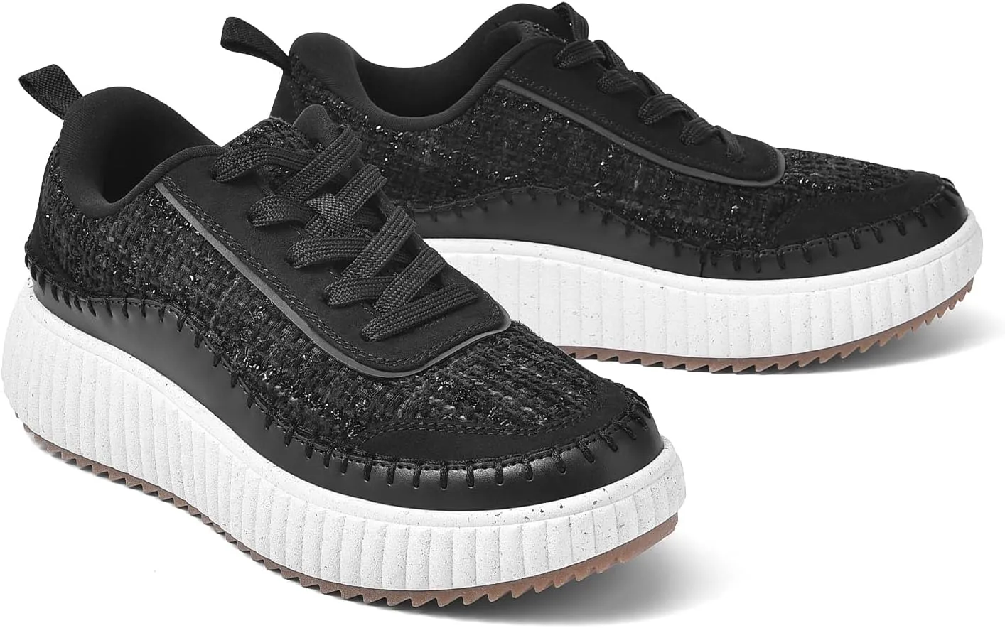 DREAM PAIRS Women Chunky City Tweed Comfortable Casual Platform Fashion Sneaker