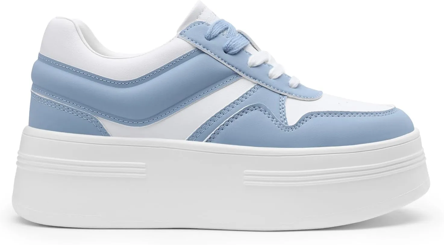 DREAM PAIRS Women Platform High Heel Fashion Sneakers Walking Lace Up Lightweight Stylish Classic Casual Sneaker.