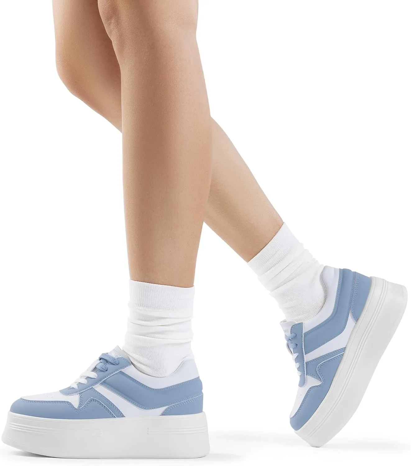 DREAM PAIRS Women Platform High Heel Fashion Sneakers Walking Lace Up Lightweight Stylish Classic Casual Sneaker.