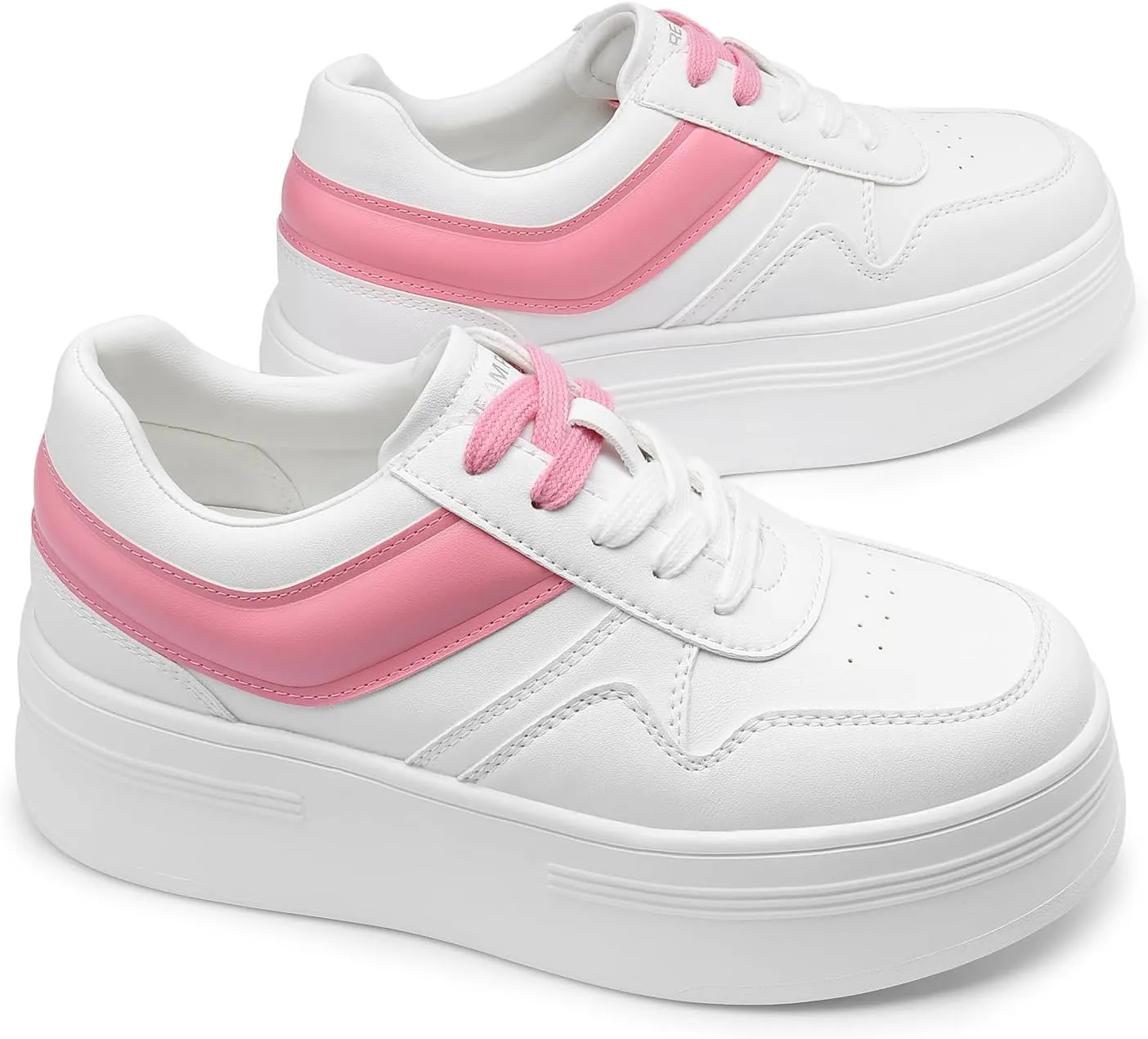 DREAM PAIRS Women Platform High Heel Fashion Sneakers Walking Lace Up Lightweight Stylish Classic Casual Sneaker.