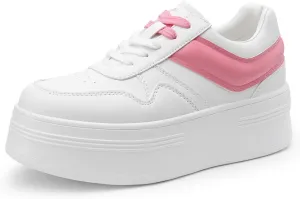 DREAM PAIRS Women Platform High Heel Fashion Sneakers Walking Lace Up Lightweight Stylish Classic Casual Sneaker.
