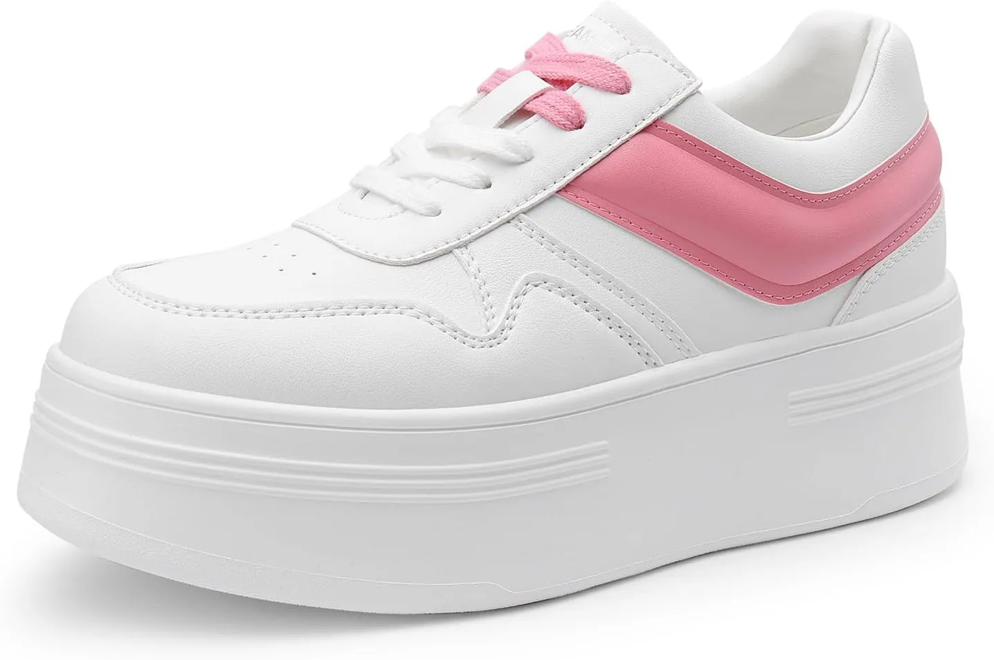DREAM PAIRS Women Platform High Heel Fashion Sneakers Walking Lace Up Lightweight Stylish Classic Casual Sneaker.