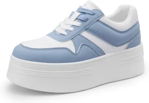 DREAM PAIRS Women Platform High Heel Fashion Sneakers Walking Lace Up Lightweight Stylish Classic Casual Sneaker.