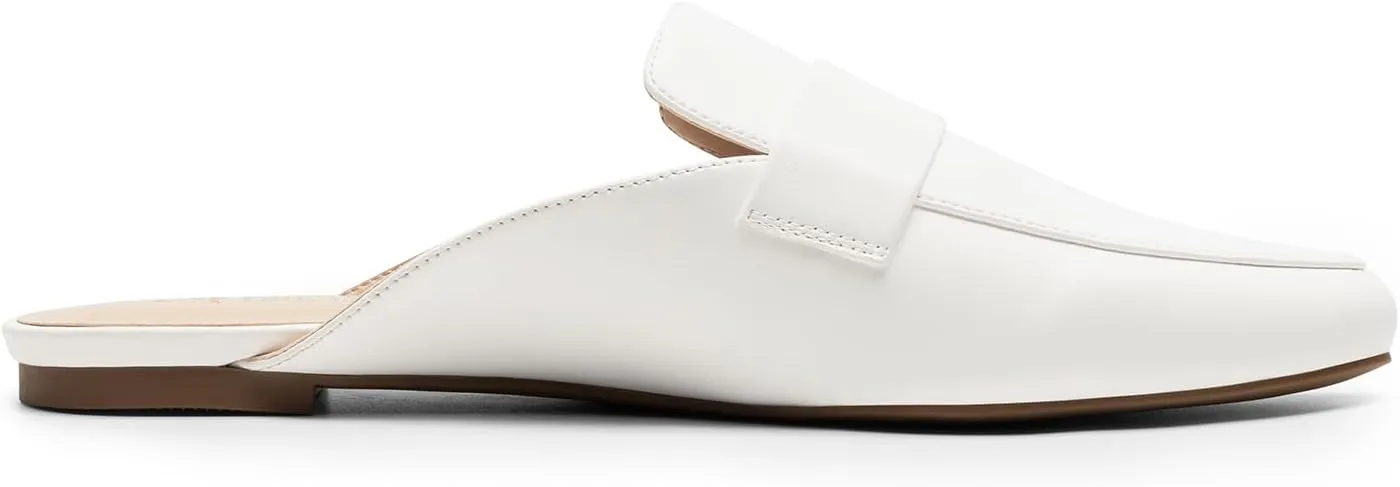 DREAM PAIRS Women's Flat Mules Buckle Pointed Toe Backless Slip on Slides Loafer Shoes
