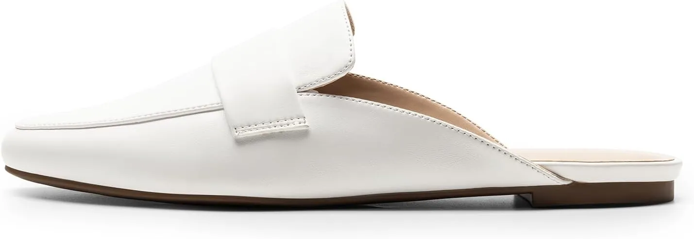 DREAM PAIRS Women's Flat Mules Buckle Pointed Toe Backless Slip on Slides Loafer Shoes