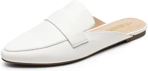 DREAM PAIRS Women's Flat Mules Buckle Pointed Toe Backless Slip on Slides Loafer Shoes