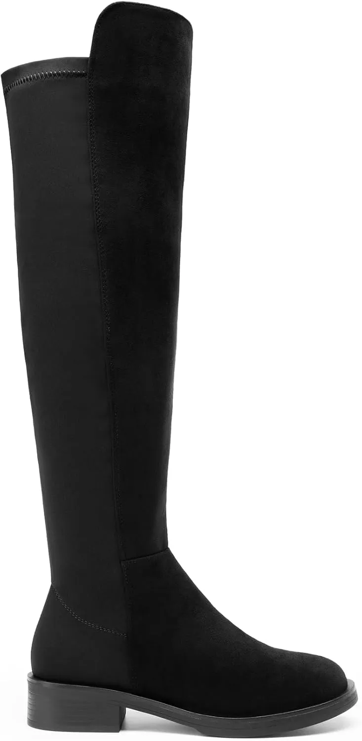 DREAM PAIRS Women's Knee High Boots, Comfortable Thigh High Daily Low Flat Heel Boots, SDOB2409W