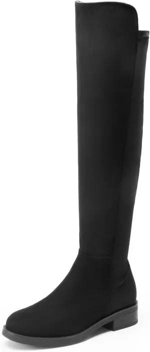 DREAM PAIRS Women's Knee High Boots, Comfortable Thigh High Daily Low Flat Heel Boots, SDOB2409W