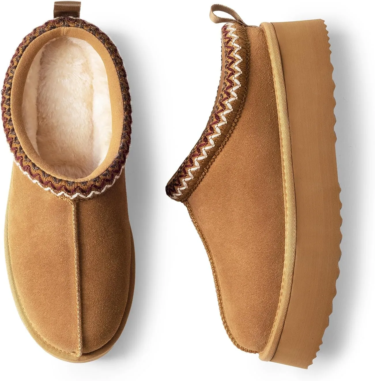 DREAM PAIRS Women's Slippers for Women Genuine Suede Platform Cozy FuzzyEasy Women's Platform Slip-on Slippers Winter Fluffy Warm Comfy Furry Shoes for Outdoor Indoor House
