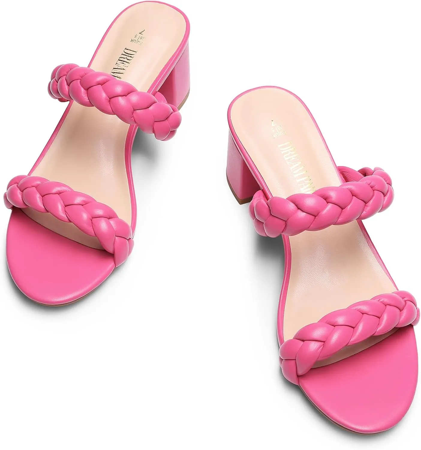 DREAM PAIRS Women's Two Braided Strap Low Heels for Women Open Toe Block Chunky Heels Sandals Holiday Party Wedding Dress Pumps Shoes