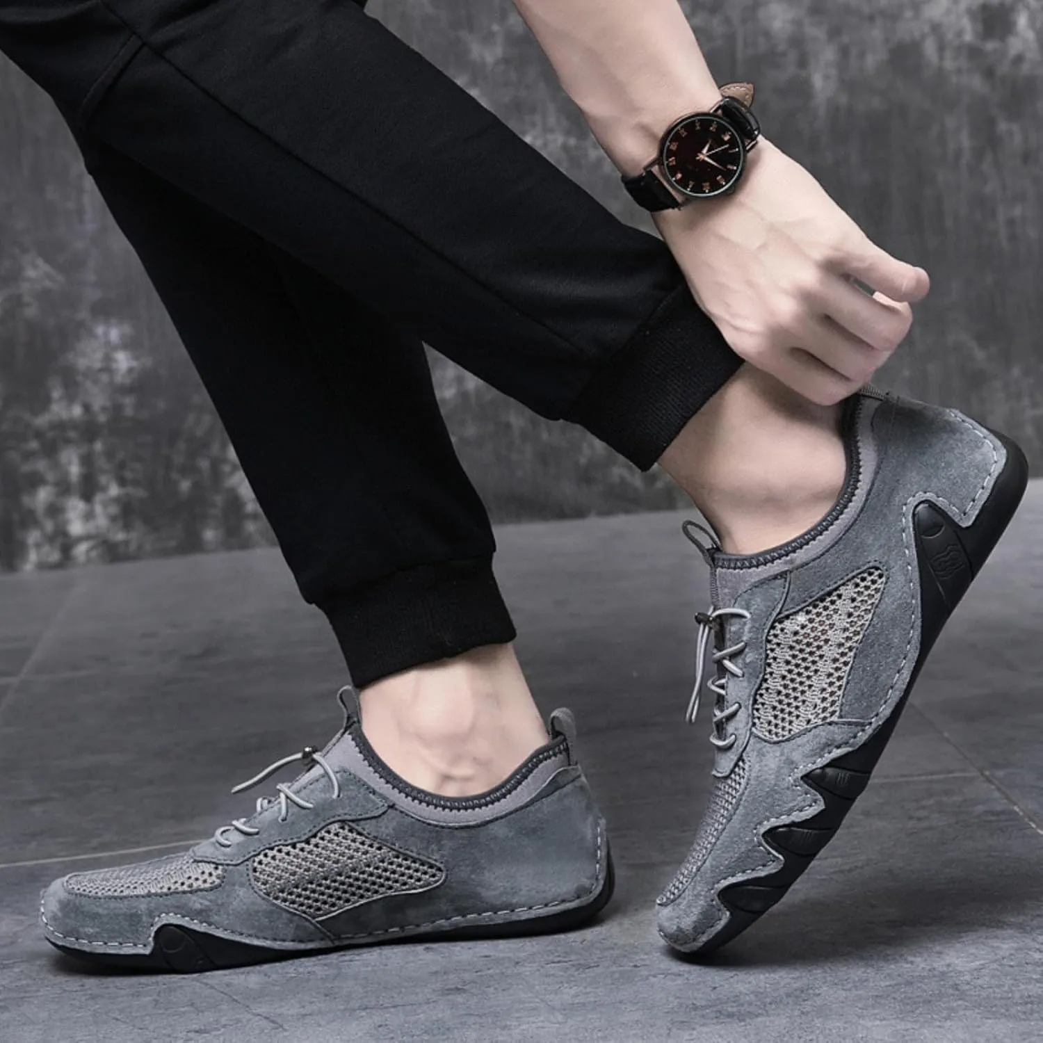 Driving Shoes for Men Breathable Mesh Men's Casual Shoes Slip On Fashion Comfortable Handmade