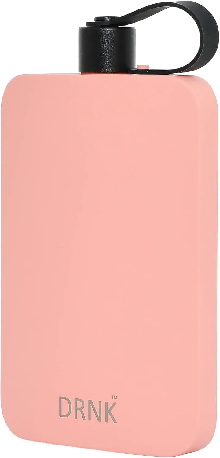 DRNK Steel | Flat Water Bottle as Seen on Shark Tank | Workplace Hydration, Travel, Hiking, and Gym | Leak Proof | Non-Toxic | BPA-Free | 17oz (500ml) [Coral]