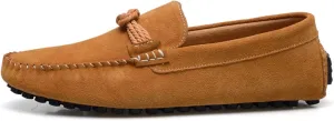 Easy to Put and Remove Shoes Smoking Loafer for Men Suede Vamp Round Toe Breathable Stitching Details Rope Tie Flat Heel Soft Resistant Flexible Comfortable Walking Slip On for All Occasions