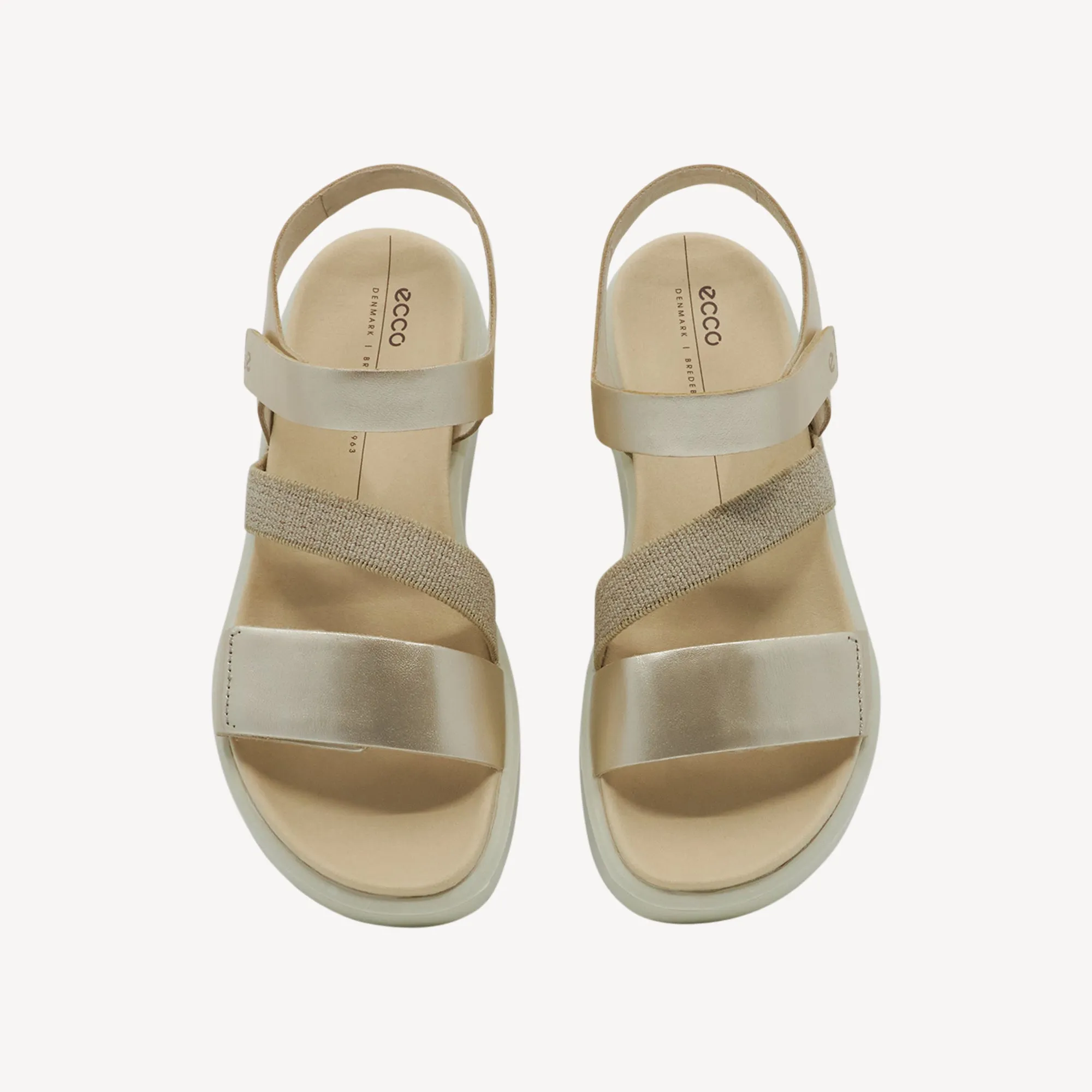 Ecco Flowt Flat Sandal Pure White / Gold Womens