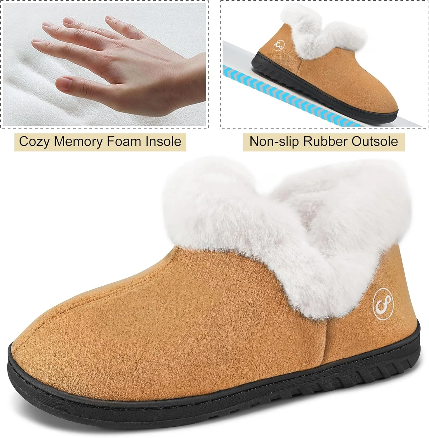 Ecetana Womens Slippers House Shoes: Memory Foam Comfy Closed Back Fuzzy Slippers Indoor and Outdoor Cozy Slip On Soft Bedroom Shoes