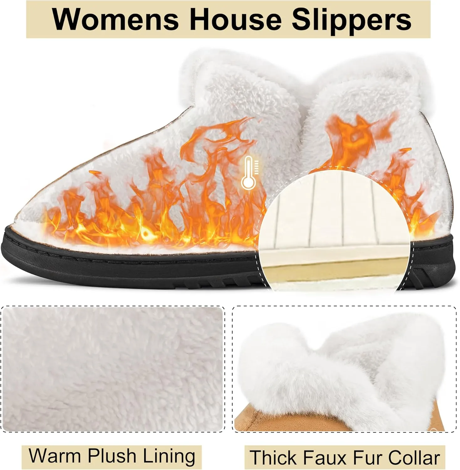 Ecetana Womens Slippers House Shoes: Memory Foam Comfy Closed Back Fuzzy Slippers Indoor and Outdoor Cozy Slip On Soft Bedroom Shoes