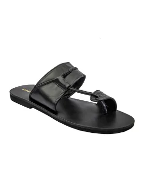 Effortless Style: Handmade Black Leather Sandals for Men