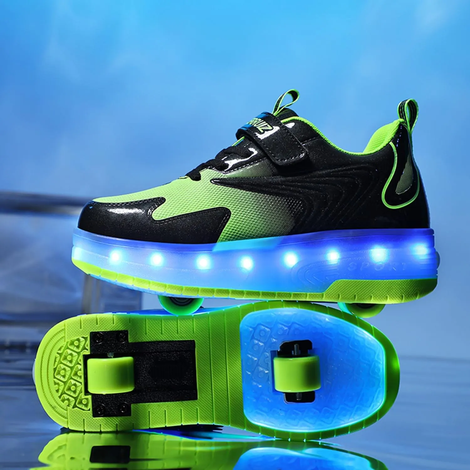 Ehauuo Unisex Roller Shoes Kids Sparkling Wheels Shoes Girls Light up Roller Skates Sneakers Boys Rechargeable Flashing Sneakers for Gift