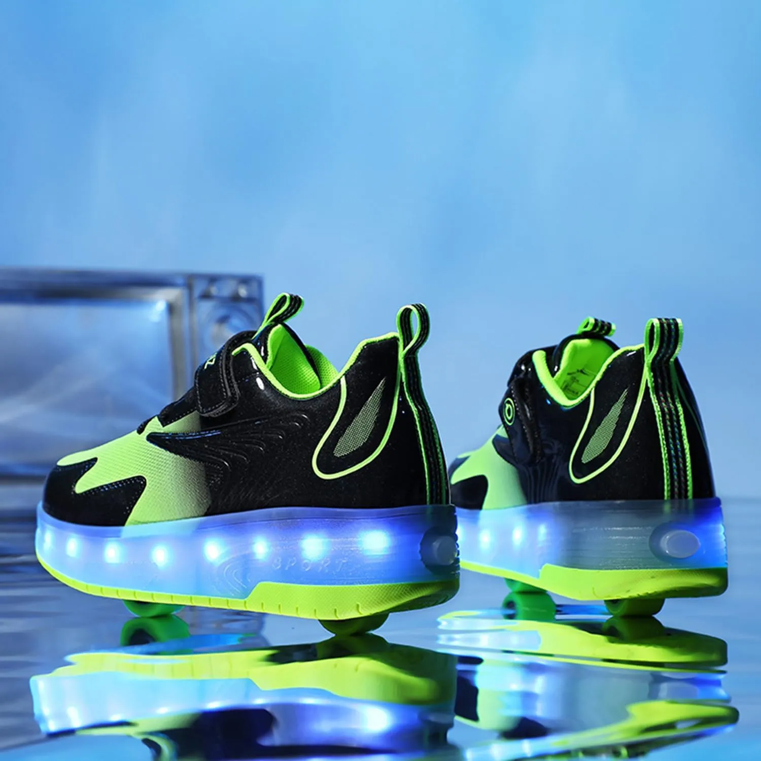 Ehauuo Unisex Roller Shoes Kids Sparkling Wheels Shoes Girls Light up Roller Skates Sneakers Boys Rechargeable Flashing Sneakers for Gift