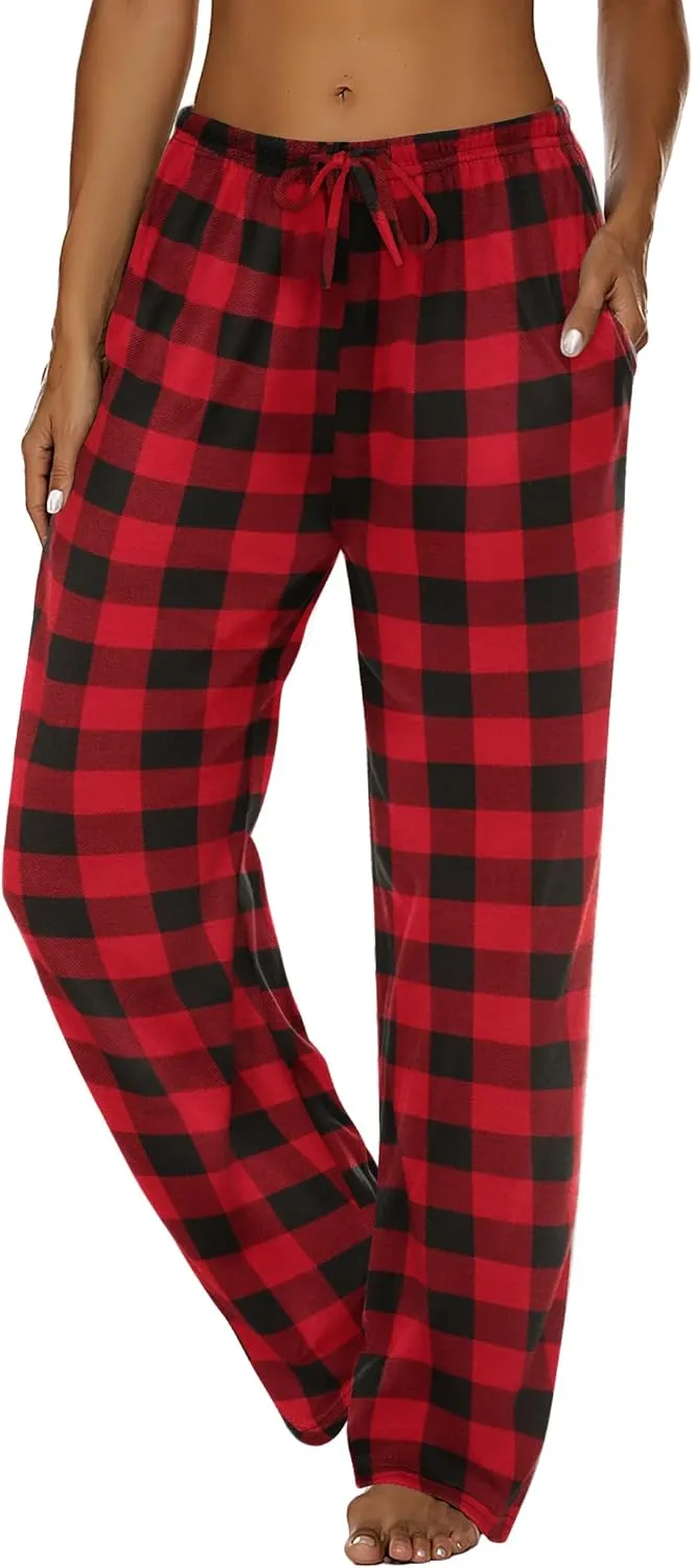 Ekouaer Women Pajama Pants Comfy Pj Bottom with Pockets Stretch Plaid Sleepwear