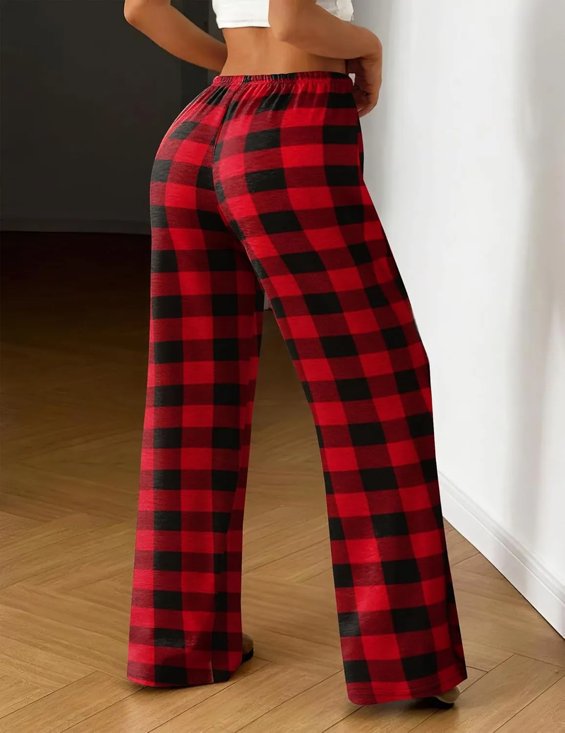 Ekouaer Women Pajama Pants Comfy Pj Bottom with Pockets Stretch Plaid Sleepwear