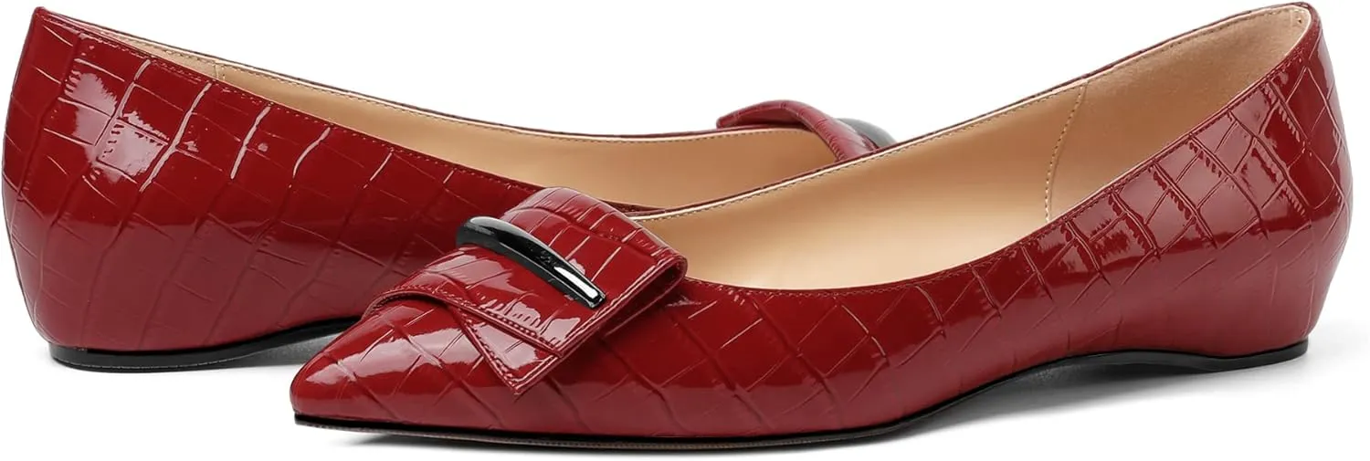 Eldof Loafer Flats for Women Pointed Toe Slip On Comfortable Ballet Flats Shoes with Bow for Office Casual Work Dress