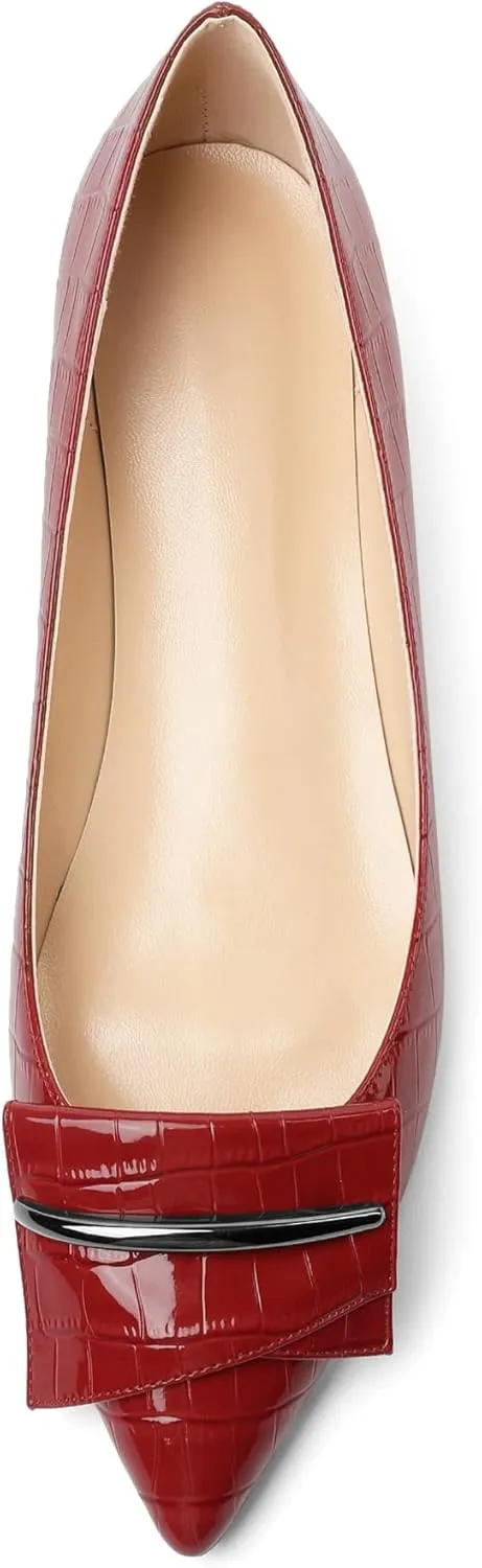 Eldof Loafer Flats for Women Pointed Toe Slip On Comfortable Ballet Flats Shoes with Bow for Office Casual Work Dress