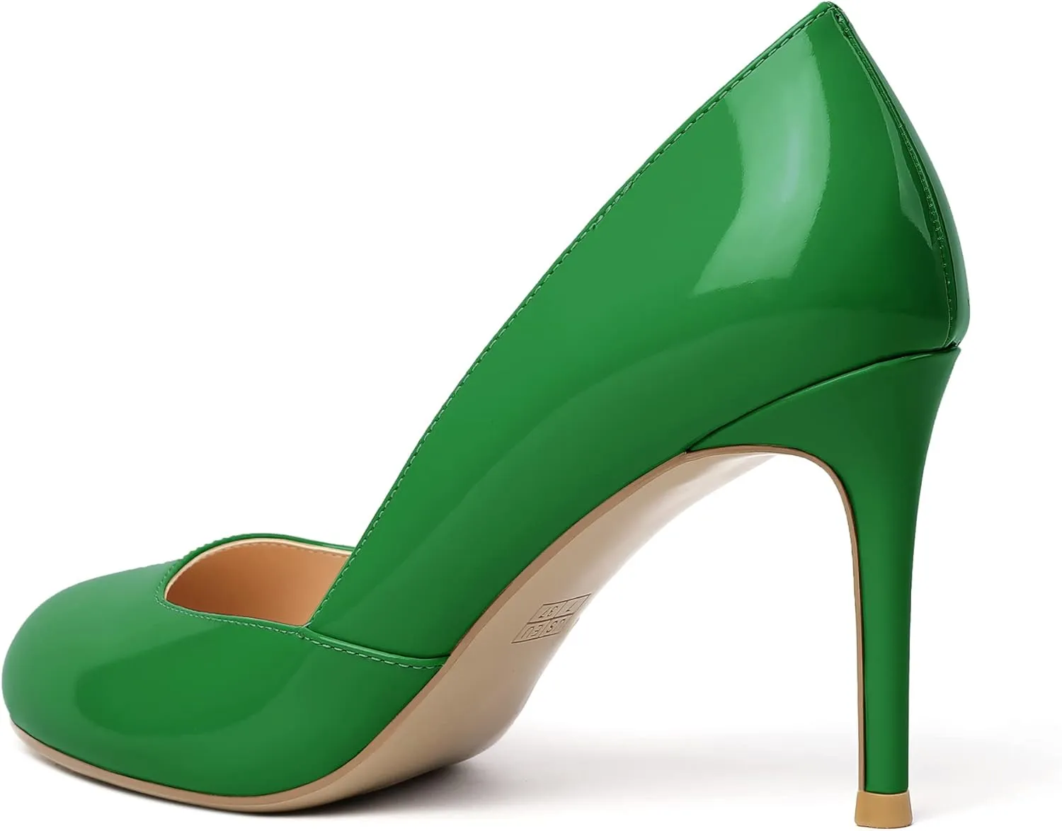 Eldof Women's Round Toe Slip On 3.4 Inch High Heels Cut Out D'Orsay Pumps for Casual Dress Office
