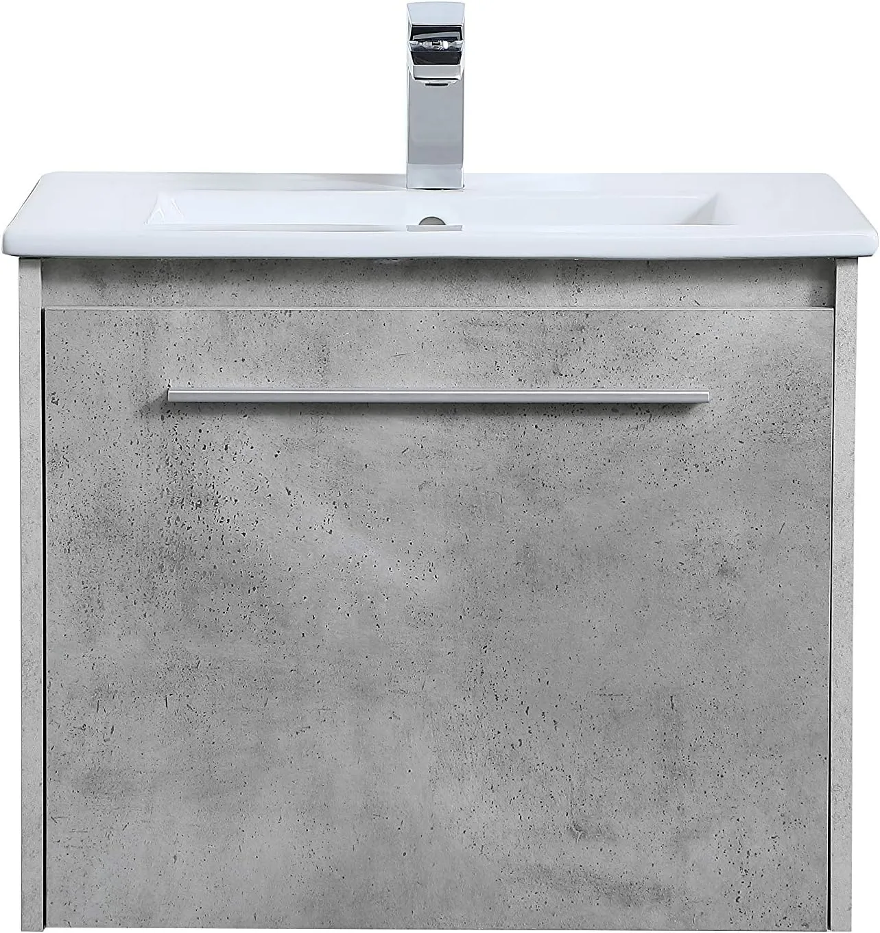 Elegant Decor Tessa 24" Single Porcelain Top Floating Bathroom Vanity in Gray
